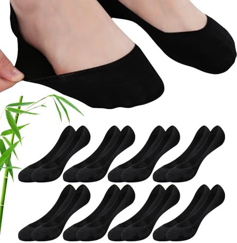 inaWarm Osynliga Strumpor Dam, 8 Par Bambu och Bomull, Storlek 35–42 | 40 % bambu och 40 % bomull, mjuka och luftiga; silikon vid hälen håller dem på plats i loafers och sneakers.