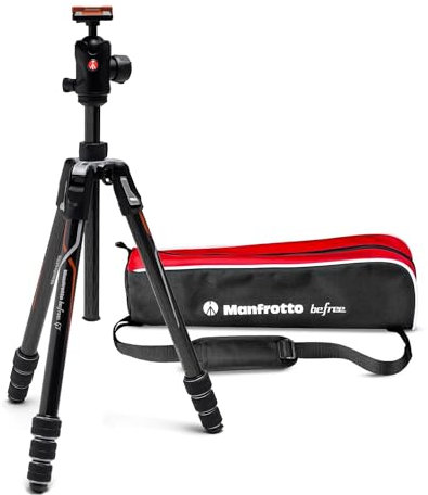 Manfrotto Befree GT PRO Travel Tripod, Twist Lock with Ball Head and Bag for Sony, DSLR, CSC, Mirrorless, Lightweight Carbon Fibre, Black/Silver, 12 kg Payload, MKBFRTC4GTA-BH