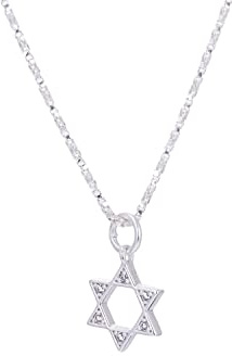jewellerybox Collana in argento Sterling e cristalli di zirconia cubica a forma di stella di David, 35-81 cm, 20 inches, Argento sterling