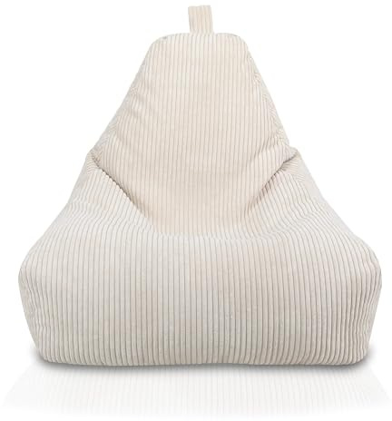 Ecopuf Keiko | Sittsäck manchester, fåtöljstorlek S 75 x 75 x 70 cm med fyllning | Inomhussopbag av sammet | Sittsäckar för avslappnat sittande och liggande | Sittsäck fåtölj med handtag och kudde