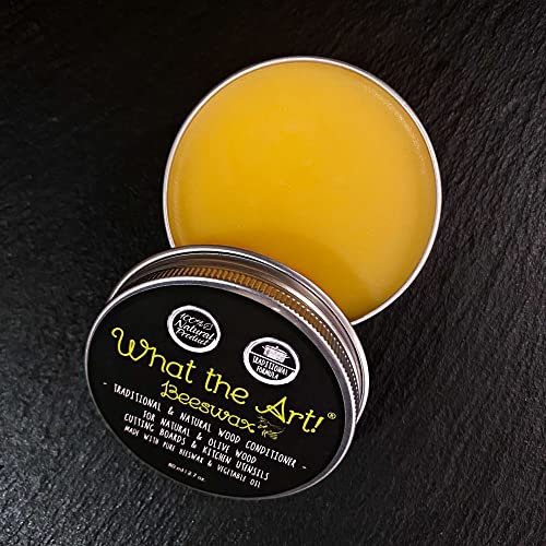 What the Art!® « Beeswax » Taille S | Soin naturel du bois pour planches à découper et ustensiles de cuisine | Convient à un usage alimentaire | Cire d'abeille et huile de lin | 80 ml | Protection du