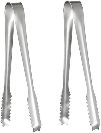 2PCS Pinze per Ghiaccio Acciaio Inox Pinze per Ghiaccio Piccole Pinze, per Antipasti, Cubetti di Ghiaccio, Zollette di Zucchero, Ideali per Cucina, Bar e Feste,15cm
