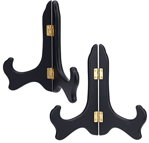 GORGECRAFT 2 packs Présentoir en Bois Chevalets Noirs Supports de Plaque pour la Maison Affichage Photo Livres Photo Mariages Anniversaire Table Décoration Racks 6 pouces