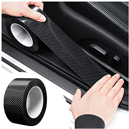 CGEAMDY Protector Tira Umbral Coche Universal, Adhesivo Umbral Puerta Auto Película Autoadhesiva, Protector De Umbral De Puerta De Coche Pegatina Antirrayas, Decoración para Estribos（Negro）