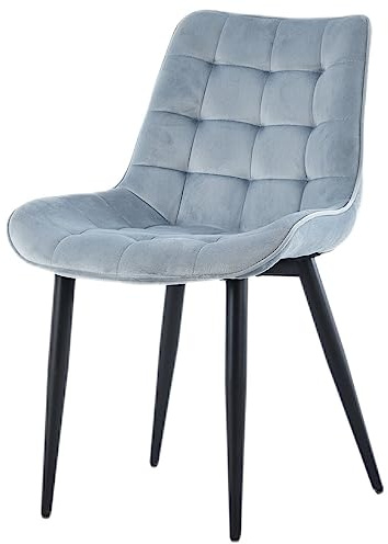 Vaiko Esszimmerstühle 2er Set Leonardo – Küchenstühle mit Stahlgestell in 85x54x63 cm und 150 kg Traglast, Stühle aus Samt, gesteppt und ergonomisch für Wohnzimmer & Essbereich in Hellgrau