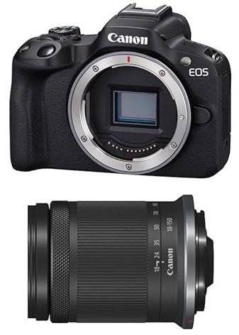 Canon EOS R50 Systemkamera + RF-S 18-150mm is STM Objektiv - Spiegellose Kamera (Digitalkamera mit Autofokus + Motiverkennung für Augen Tiere Fahrzeuge, 4k Videokamera, 15 Bilder pro Sekunde) schwarz