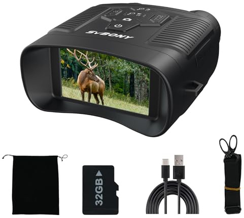 SVBONY SA206 nattvisionsglasögon, 36 MP 4K nattvisionskikare för vuxna, gåvor för män honom make pappa med 4,3 tum HD-skärm och 32 GB TF-kort, 5 000 mAh uppladdningsbar utrustning för jakt och camping