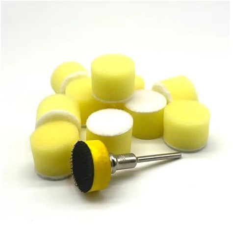 ZHLWei 11 Pcs Mini Car Foam Drill Polishing Pad Kit Hook and Loop 1 Inch 25mm Detail Sponge Wool Waxing Buffing Pads with Backer
