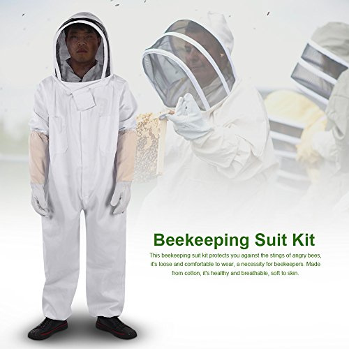 Jauarta Traje de Protección de Apicultura Profesional Guantes Apicultor Equipo de Protección Mono (XL)