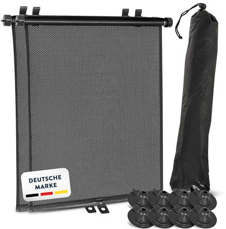 PAWNY Sonnenrollo Auto, Rollfunktion mit Flexibler Größeneinstellung und UV-Schutz (2er-Set), Sonnenschutz Auto Baby bis zu 40 x 60cm, Zubehör für Babys & Kinder (Schwarz)