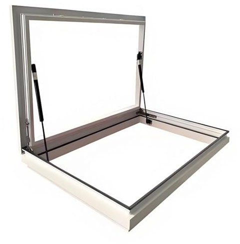 YVYKFZD Fenêtre de toit, Fenêtre de sous-sol en aluminium, trappe de toit, puits de lumière avec poignées, fenêtres de maison fenêtre d'observation pour grenier/véranda(White-B,LxW 65x100cm/25.6x39in)