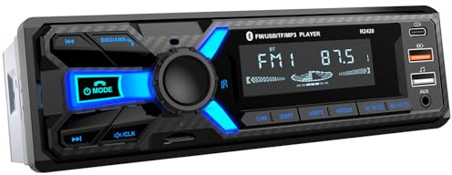 RDS Car Radio Bluetooth, Wistrue Car Stereo with Type-C Charging Port FM/AM 1DIN Radio with Bluetooth Hands-Free System MP3 Player/2 USB/AUX/SD/DSP