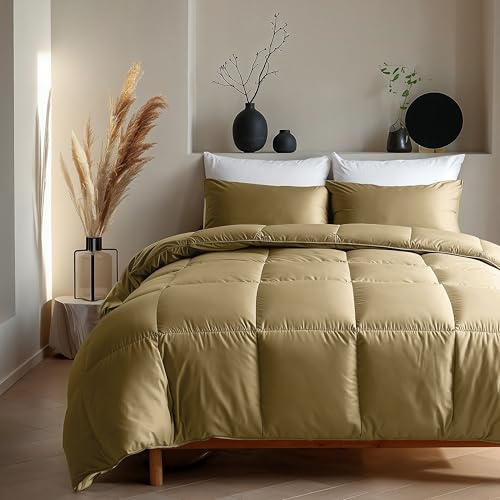 Zelesta Satinbed Couette sans Housse - Couette de Satin - Couette Lavable sans Housse - Linge de lit Couette Hiver et Couette été Chaude - Hypoallergénique (Original Oker, 140x200 cm)