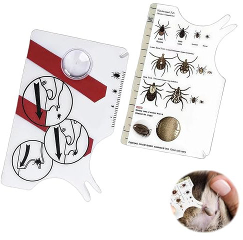 LUMOOM Lot de 2 tire-tiques avec loupe - Nettoyage rapide de la carte à tiques pour les humains et les animaux domestiques - Pour l'extérieur