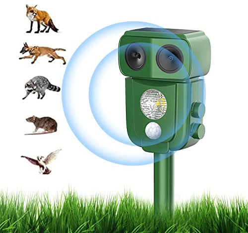 katzenabwehr Tiervertreiber Ultraschall Solar,Starkes Blinken + Akustischer Alarm Tierabwehr,Outdoor Repeller für Tiere mit Blinkender LED,wasserdichtfür Draußen in Rasenflächen und Gärten
