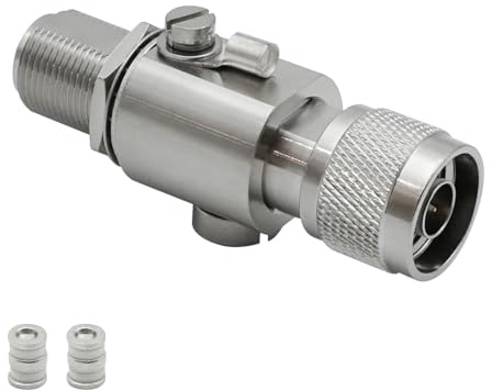 Pararrayos tipo N, 0 a 6 GHz 50 ohm, protector de sobretensiones para 3G, 4G, LTE, GPS, 2.4 GHz/5 GHz 900 MHz, radio jamón otro sistema de comunicación por satélite (N-M/N-F+2 tubos de gas)