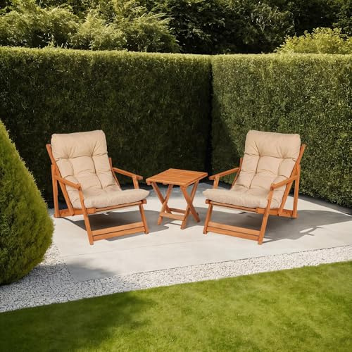Dmora set Tavolo e Sedie Lyncis Marrone Crema 2 Posti Dimensione Seduta 66x48h114 cm, Dimensione Tavolo 40x40h40 cm