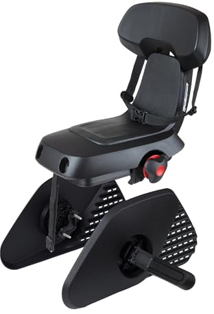 Polisport Guppy Junior AMZ All Black 8636100027 - Siège Vélo Arrière pour Enfants Âge 6+,Taille 1,10 M+,Max 35 Kg, Siège Enfant Vélo, Repose-Pieds Pliables,Protecteur De Roue,pour Porte-Bagages,Noir