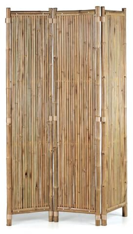 Brigros - Paravento da Esterno in Bamboo Naturale, Separè Frangivista Pieghevole per Giardino Terrazzo e Balcone, Schermo Privacy Decorativo, 3 Pannelli 120x180 cm