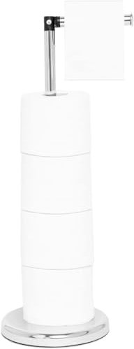 Pristine Free Standing Toilet Roll Holder Stand- Stylish Chrome Finish, Practical Design