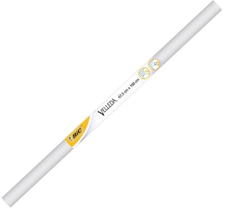 BIC Velleda Ecriture Tableau Rouleau Adhésif Effaçable à Sec 67cmx100 cm - Couleur Surface Blanc, Pack de 1