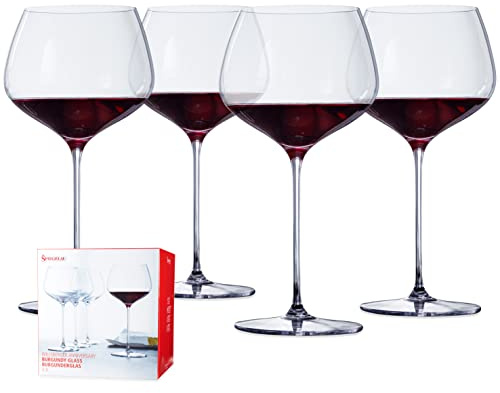 Spiegelau Willsberger Burgundy Wine Glasses, Crystal Clear Red Wine Glasses for Pinot Noir, Elegant Glassware, Wedding Gifts, Birthday Gifts for Women and Men, Home Bar Accessories, 25.6 oz, Set of 4