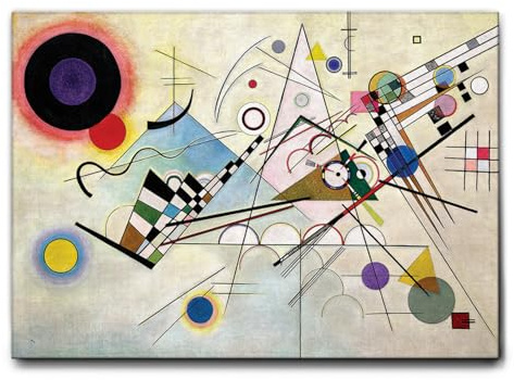 Giallobus - Cuadro - Vassily Kandinsky - Composición No. 8 - Lienzo con marco estándar - 100L x 70l cm - Listo para colgar - Cuadros modernos