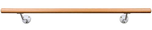 Ballettstange aus Holz, Wandhaltern in 2 Farben, 20cm Wandabstand, 20 Längen 2 Farben wählbar (Hellweiss, 2.00)