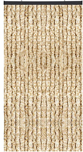Arsvita - Tenda in ratina, 80 x 200 cm, protezione perfetta dagli insetti e dagli sguardi indiscreti per la porta del balcone e della terrazza, colore: beige/bianco melangiato