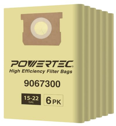 POWERTEC för butik Vac typ J 9067300 15-25 Gal dammsugare, 6PK (75025-P3V)