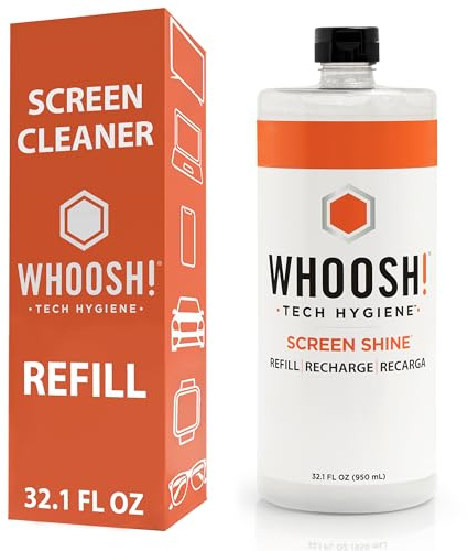 WHOOSH! Electronic Screen Cleaner Refill, 32.1 fl oz | Screen Cleaning Liquid Refill designed for Pro Premium Screen Cleaner, Eco-Friendly, Safe, Screen Cleaner Spray Refill for TVs, Computer Monitors