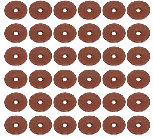 PATIKIL 12 mm läderbrickor, 100 st. läderhandtagsbrickor läder avståndshållare 1,5 mm tjock rund för knivhandtag hammare yxa plånbok bricka gör-det-själv hantverk, rödaktig brun