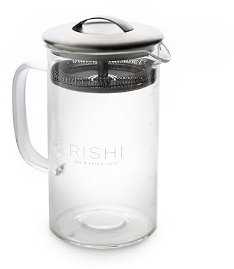 Rishi Tea Simple Brew Teapot - For 20oz Loose Tea Preparation, Built-in Strainer, Everyday Teaware, Easy to Clean, Borosilicate Glass, Enjoy Hot or Iced - 600ml