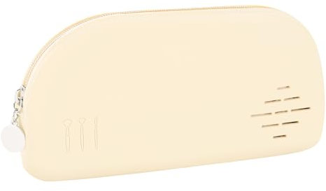 Beauty Case in Silicone Impermeabile, Borsa Cosmetica Portatile Da Viaggio, Per Pennelli Da Trucco E Traspirante, Portafoglio Della Borsa Cosmetica Della Chiusura Lampo,Unisex (Beige)