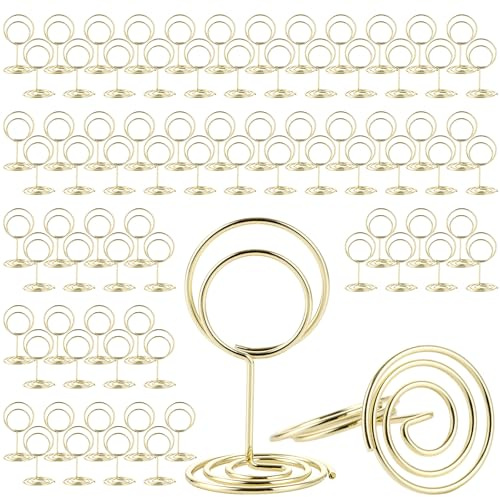 YAYODS 60 Pezzi Segnaposto Matrimonio in Metallo, Portanumeri da Tavolo Oro 30x50x28mm, Supporto per Cartellini, Foto e Menù, Design a Cerchio Elegante per Cerimonie, Anniversari e Feste