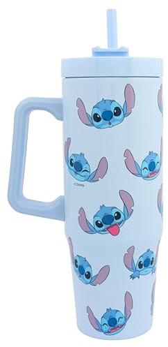 Disney Stitch 900ml Insulated Tumbler with Straw and Lid | Official Stitch Merchandise by Polar Gear |Double Wall Stainless Steel Tumbler Insulated Cup