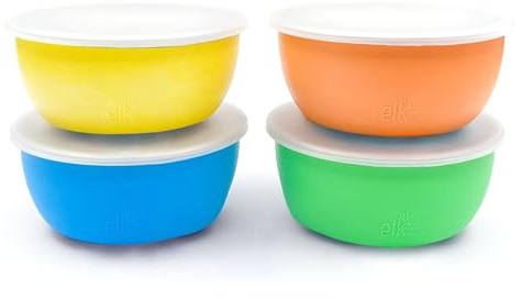 Elk and Friends Ciotole per bambini in acciaio inox + maniche + coperchi |