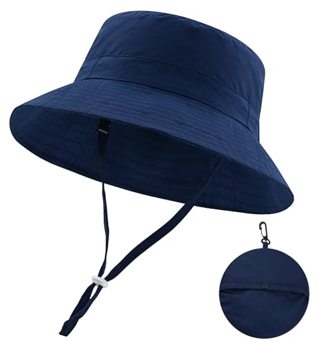 MK MATT KEELY Sommar Barnhatt Bomull Vikbar Solhatt Baby Unisex Solhatt Hav Fiskare Solskydd, Mörkblå, 4-7 anni