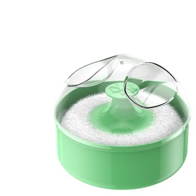 Étui à poudre | Houppette avec étui | Récipient à poudre avec houppette | Bouffée de poudre douce pour le corps | Organisateur de boîtier de support de bouffée de poudre (Vert)