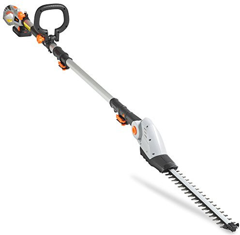 VonHaus Cortasetos de Pértiga Sin Cable – Cortasetos Telescópico Extensible de Largo Alcance – Batería de 20V, Cargador, Correa de Hombro, Cabezal Ajustable 135°, Cuchillas de Doble Acción (Gris)