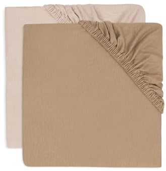 Jollein Sábana Bajera Ajustable de Punto, para cunas, Rosa Salvaje, 2 Unidades, 40/50 x 80/90 cm, 100% algodón, Certificado Öko-Tex