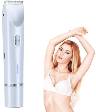 Afeitadora eléctrica para mujer de 2 en 1, de doble cabeza, impermeable, para uso en húmedo y seco, recortador de vello corporal y removedor de vello facial para axilas, piernas, brazos y cuerpo (Azul