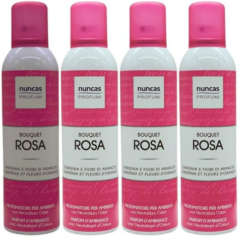 Profumatori per Ambienti con Neutralizza Odori, Disponibile in Varie Profumazioni, 250ml (4 Unità, Bouquet Rosa)