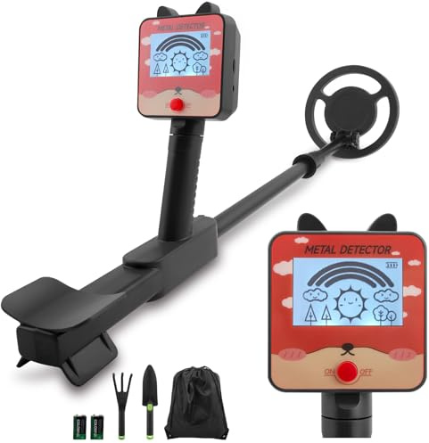 Detecteur de Metaux Enfants,Détecteur de Trésors Léger et Réglable, Bobine étanche, Sac de Transport et Outils de Fouille Inclus - Idéal pour la Plage, Le Camping et Les Aventures dans Le Jardin