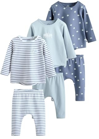 NEXT Nyfödda pojkar Set med babytröja och leggings 6 delar Blue Hello World 56-62