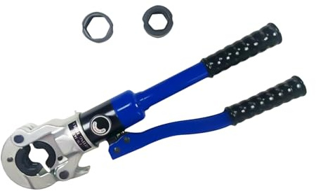 OUKANING Presse hydraulique 98kN avec 3 matrices 1, 1/2, 3/4, tête rotative à 360° pour tuyaux en cuivre, roulement à billes pour changement rapide de matrice, interrupteur de retour d'huile, pour