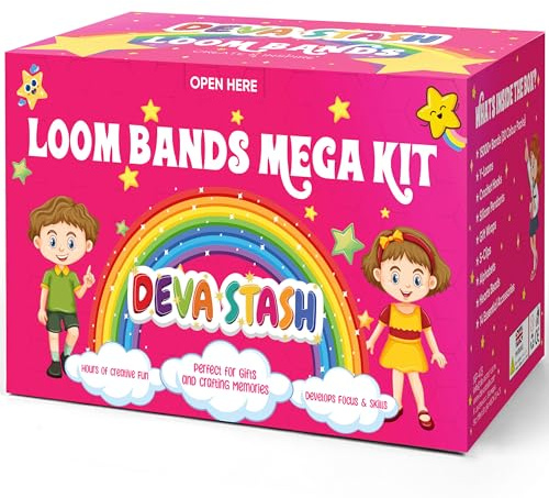 DEVA STASH 15200+ vävbandssats, 30 färger vävbandssatser för flickor inkluderar klämmor, berlocker, pärlor och alla tillbehör, gör-det-själv kit för vänskapsarmband, hantverkssats, perfekt födelsedag