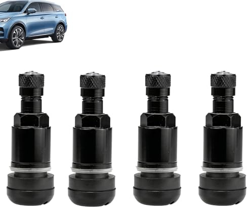 4 x Válvulas Universales de Metal Negro para Ruedas de Automóviles, SUVs y Motocicletas, Válvula para Llantas Coche, Válvulas para Llantas, para Llantas de Aluminio y Otros Tipos de Ruedas ﻿