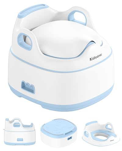 Kidiyana 3-i-1 barnpotta elefant, toalettfäste och stegpall, stabil och halkfri, sittminskare med stänkskydd, ergonomisk, lätt att rengöra, för spädbarn och småbarn från 6 månader