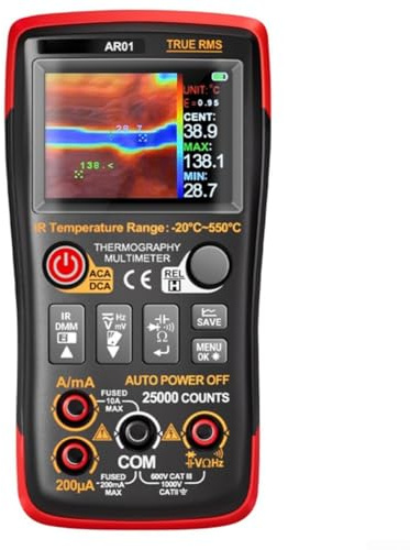 Multimetro termocamera 2-in-1 25000 conteggi tester di tensione AC/DC con schermo HD da 2,4 pollici per manutenzione elettrica HVAC